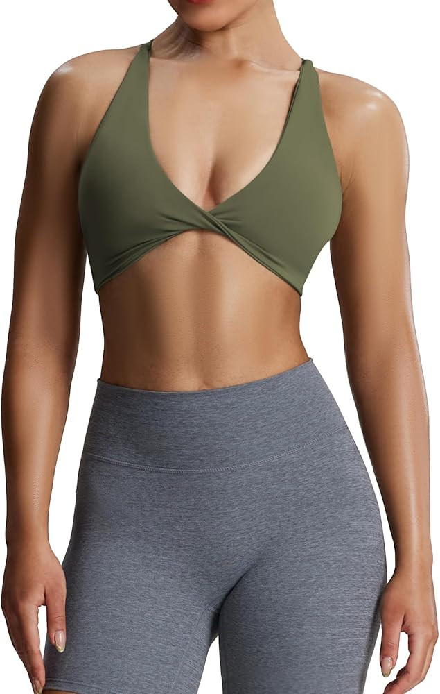 Aoxjox Women's Workout Sports Bras Fitness Sienna Low Impact Bra Yoga Crop Tank | Amazon (US)
