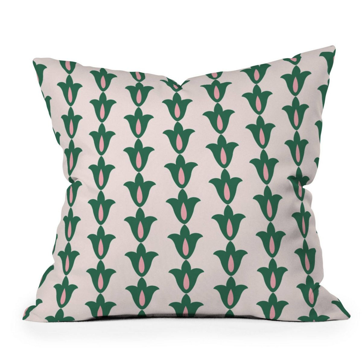 Maritza Lisa Retro Green Floral Pattern Square Throw Pillow Green - Deny Designs | Target