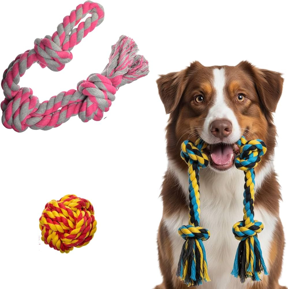 Pets&Goods Rope Chew Toys – 3-Pack Heavy-Duty Cotton Tug & Fetch Set for Large Dogs – Durable... | Amazon (US)