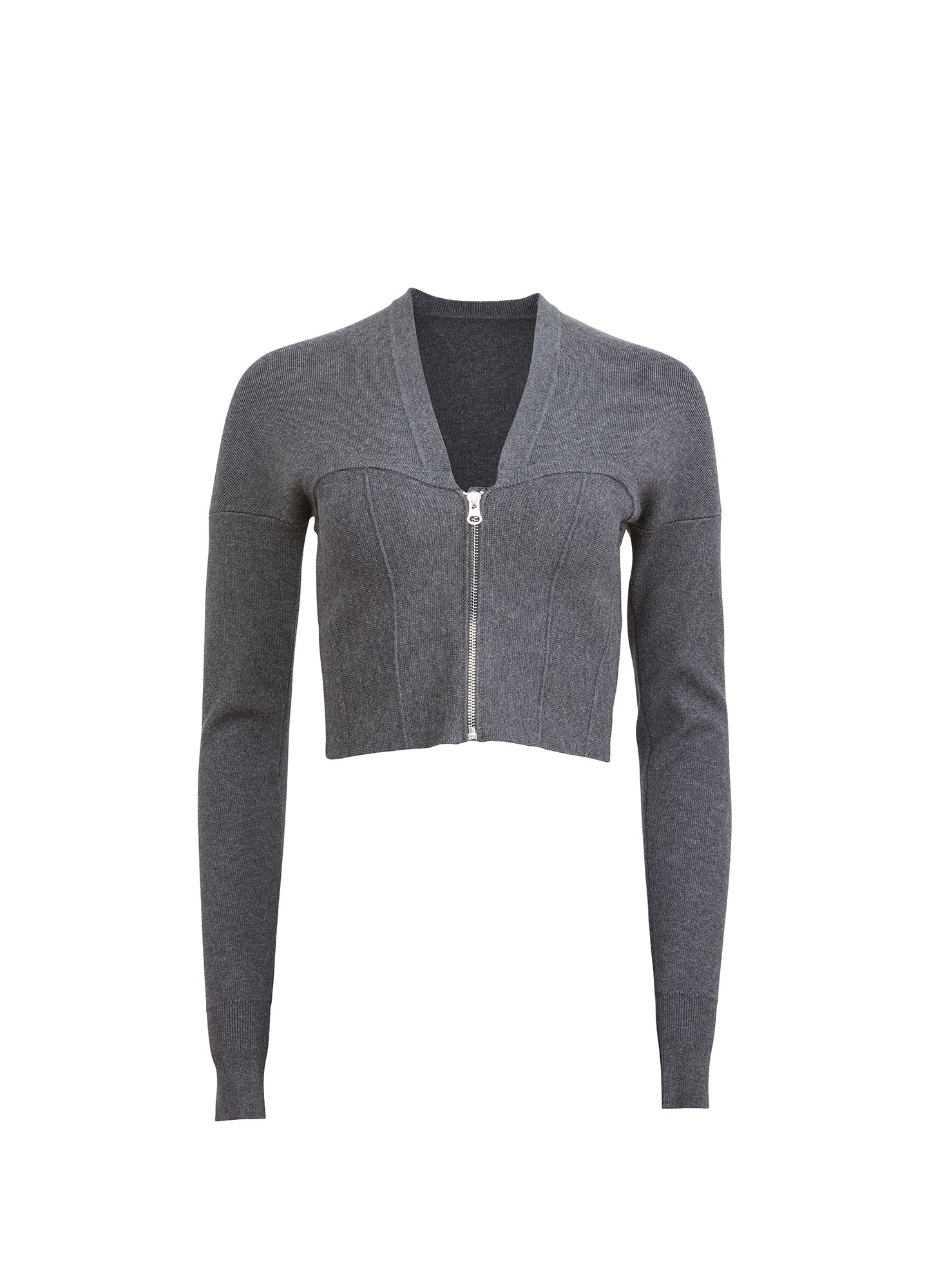 Dark Heather Grey Knit Zip Bustier Cardigan | Fleur du Mal | Fleur du Mal