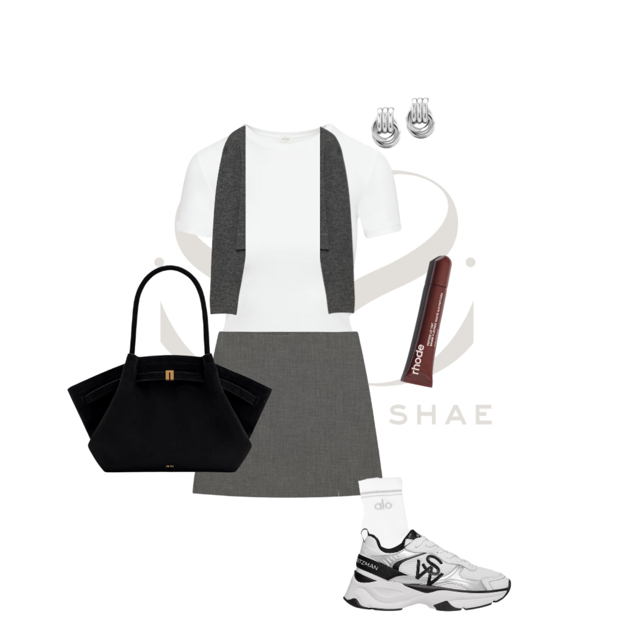 Aritzia Capsule Wardrobe; capsule wardrobe style; white button up, grey mini skirt, black blazer, loafers, suede bag, layered look 

#LTKsalealert #LTKfindsunder50 #LTKSeasonal