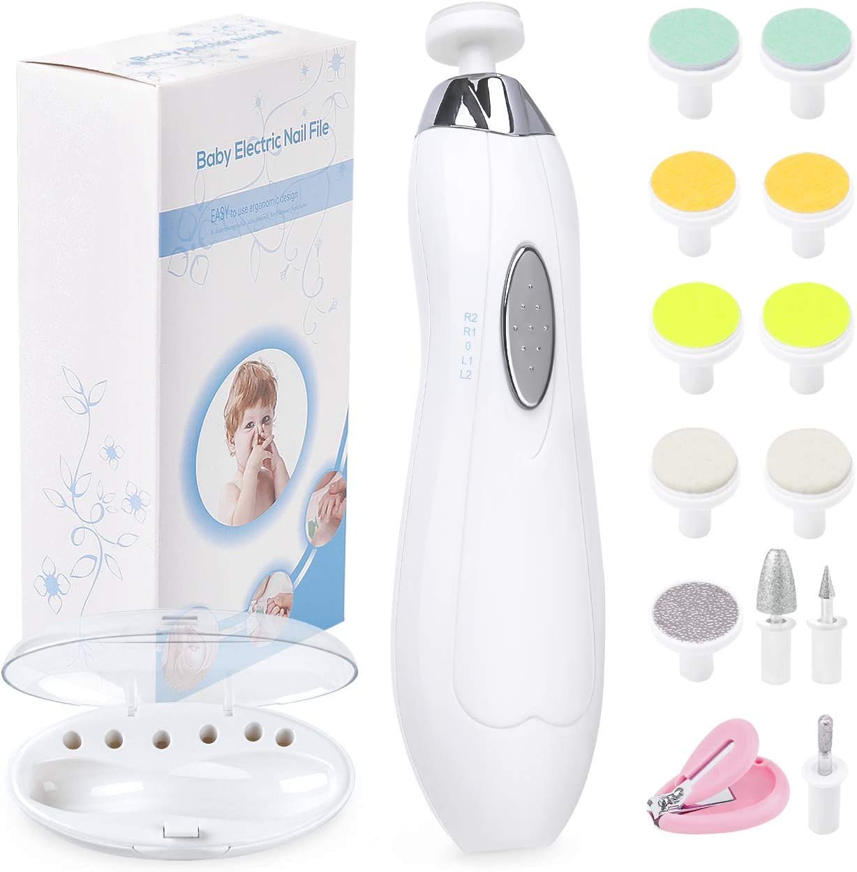 Baby Nail File Electric Nail Trimmer, Baby Nail Filer Kit with Nail Clippers, Toes Fingernails Care  | Amazon (US)