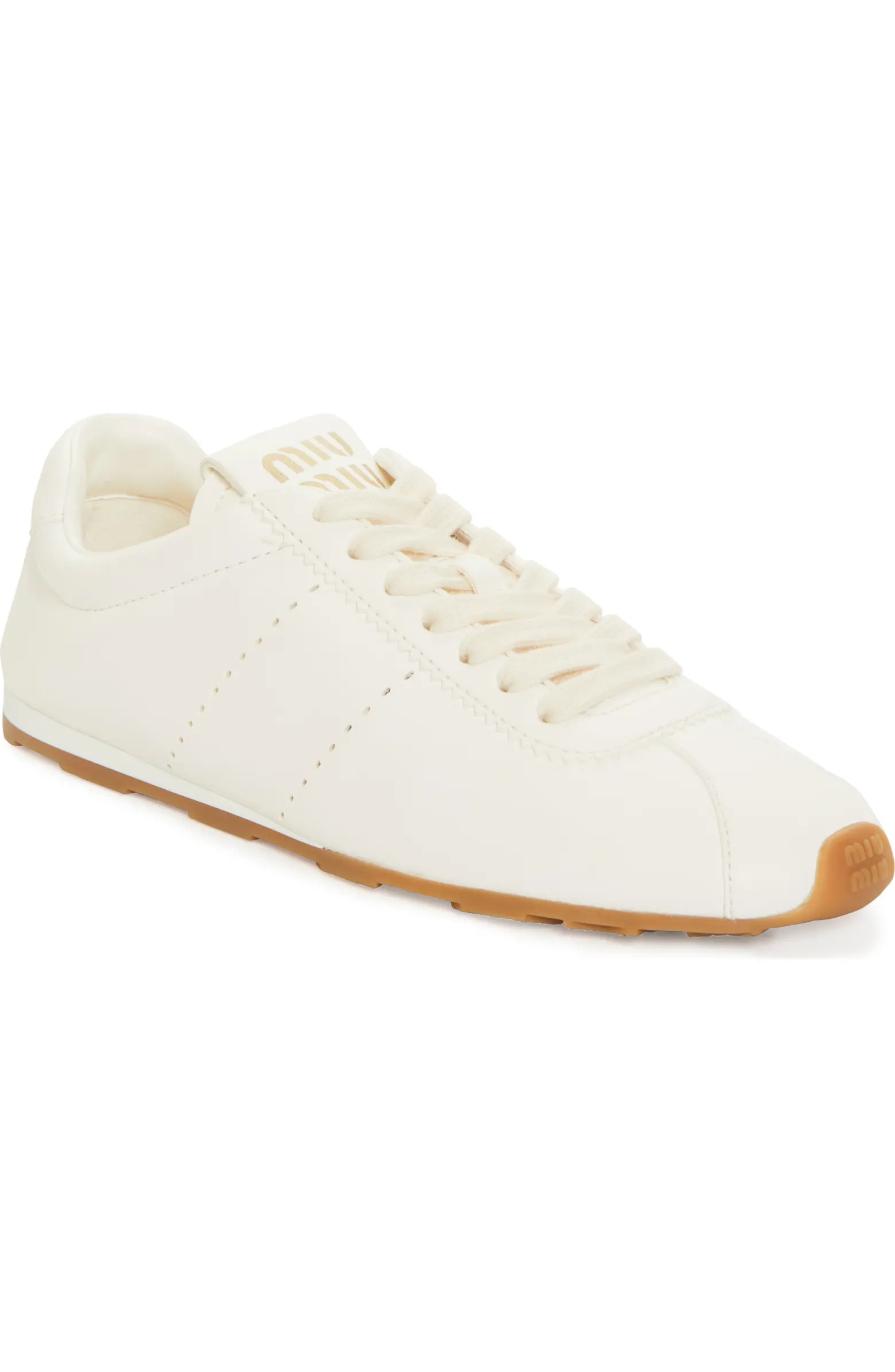 Miu Miu Leather Low Top Sneaker (Women) | Nordstrom | Nordstrom