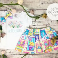 Girls Easter Outfit, Custom Embroidered Shirt, Pastel Outfit With Bow, Children's Toddler | Etsy (US)