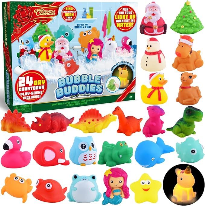 JOYIN Light Up Bath Toys 2023 Christmas 24 Days Countdown Advent Calendar for Kids Toddler LED An... | Amazon (US)