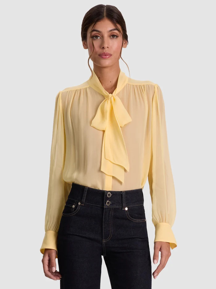 THAYER TIE NECK BLOUSE | Alice + Olivia