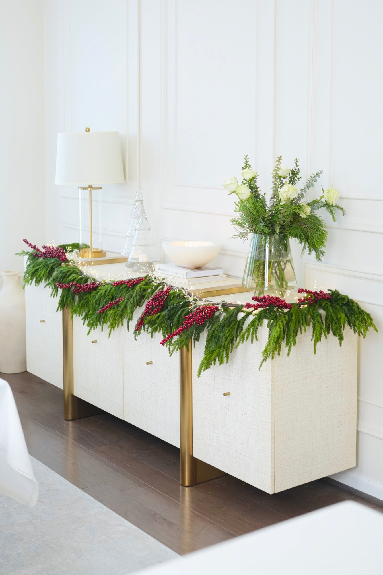 Credenza Christmas styling , holiday decor , Christmas decor , Christmas wreath, Christmas garland , Dining room decor 

#LTKhome #LTKHoliday #LTKSeasonal