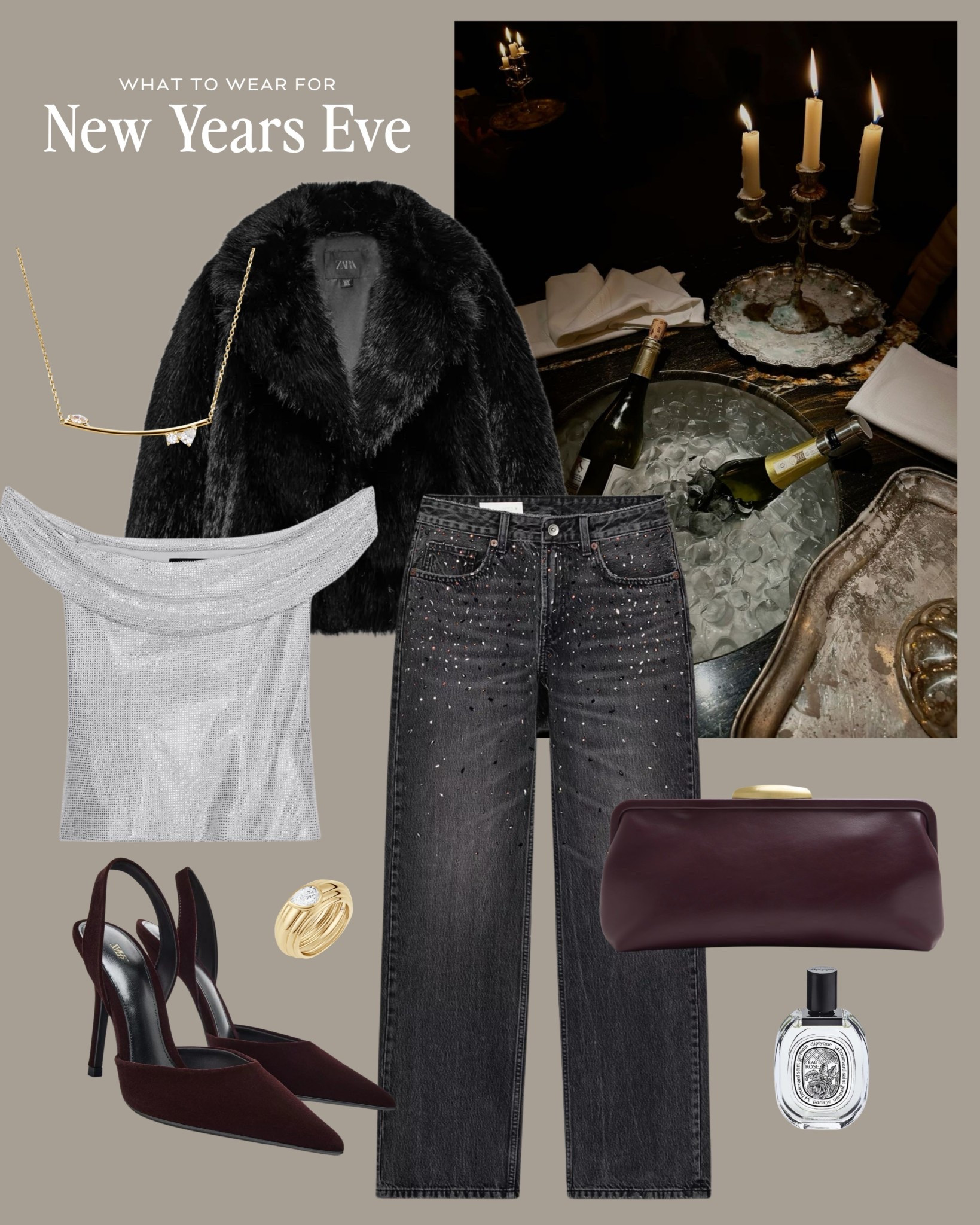 New Year’s Eve outfits

Zara fashion / diamanté jeans / faux fur jacket / metallic top / velvet heels 

#LTKfestive #LTKpartywear #LTKuk
