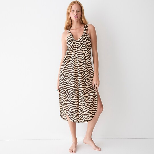Swingy cotton-voile beach dress in zebra stripe | J. Crew US