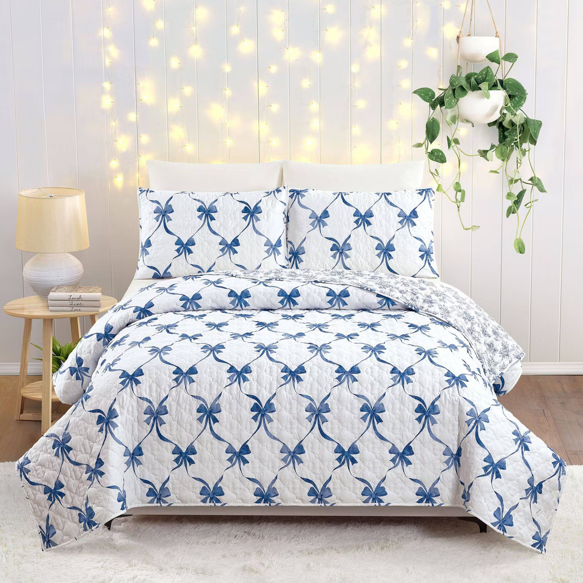 Modern Heirloom Abigail Bow Quilt Set Blue | Target
