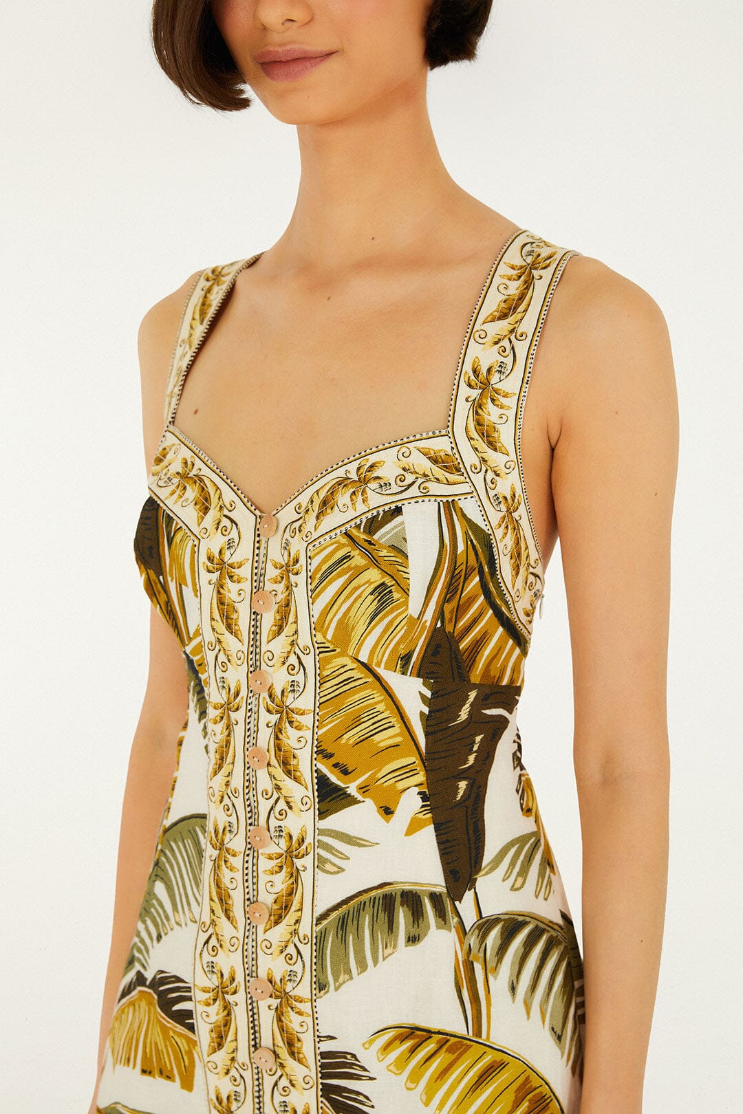 Off-White Trancoso Buttoned Euroflax Premium Linen Mini Dress | FARM Rio | FarmRio (US)