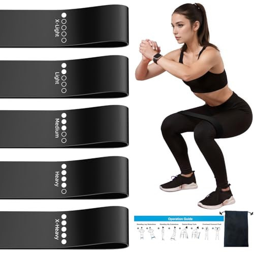 Resistance Loop Exercise Bands for Home Fitness, Yoga Pilates, Stretching, Strength Training, and Physical Therapy - Elastic Bands Set Workout Bands for Women&Men - Black | Amazon (US)