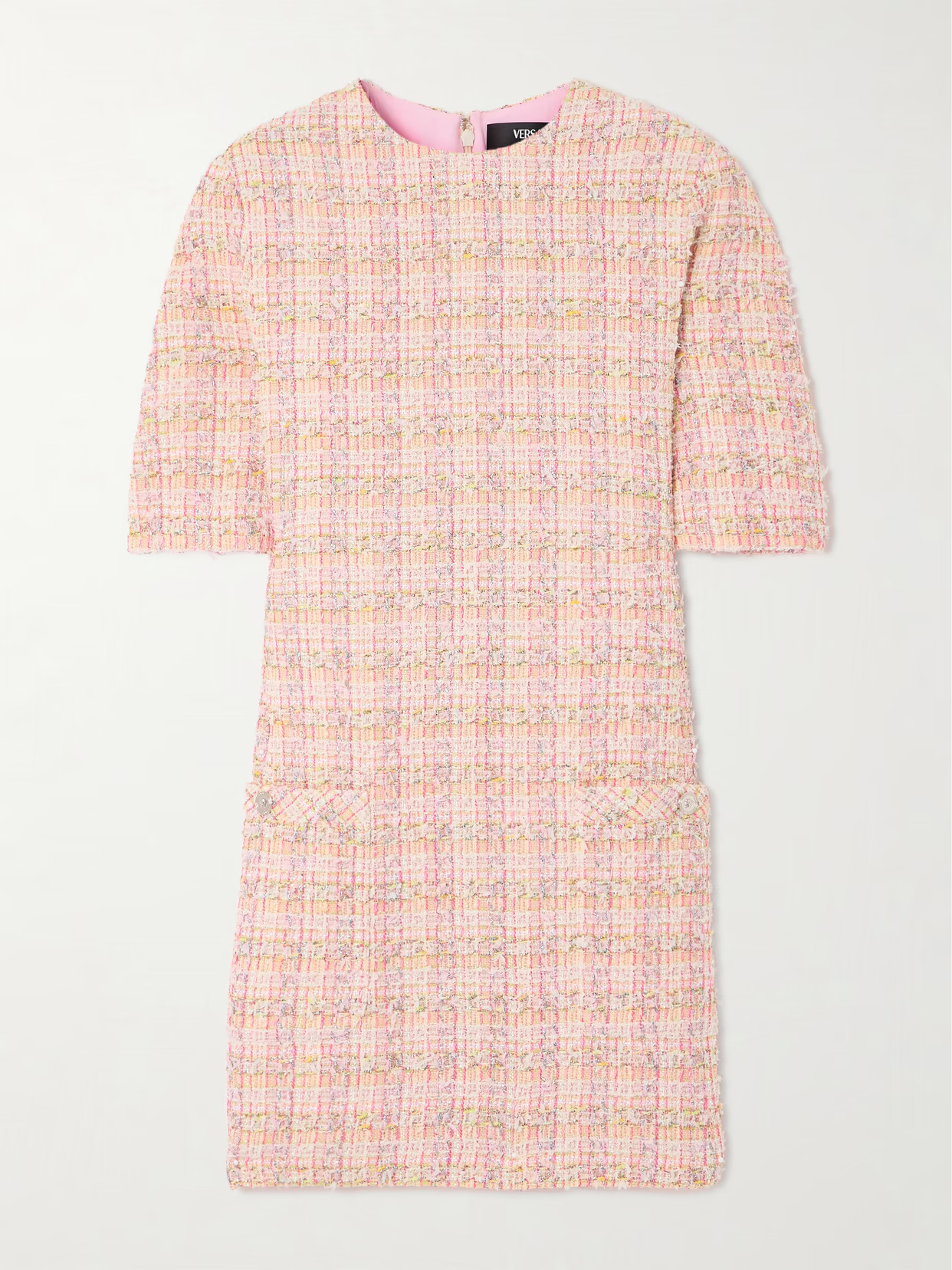 Versace - Metallic Tweed Mini Dress - Pink - IT46 | NET-A-PORTER APAC