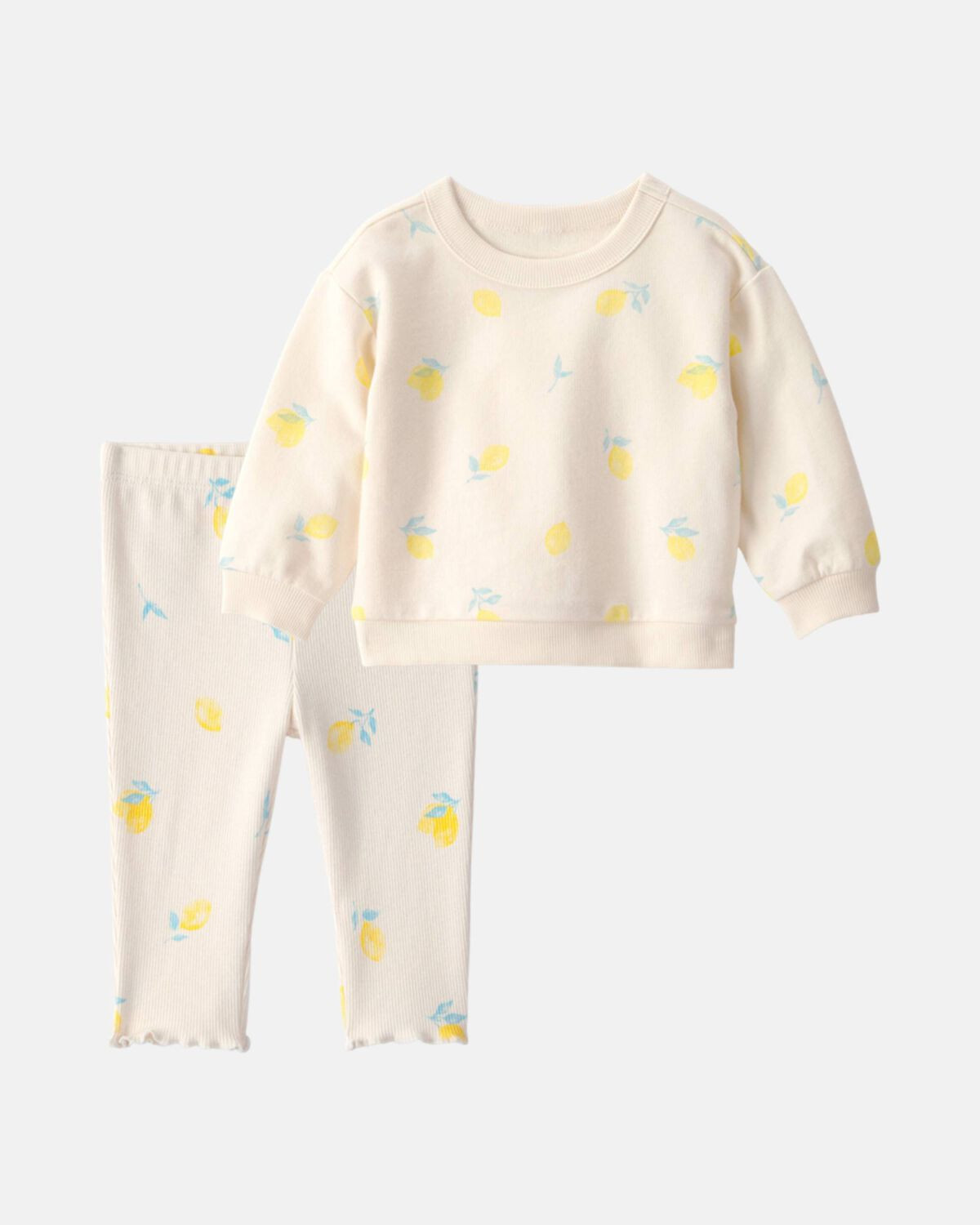 Baby Girl 2-Piece Lemon French Terry Pullover & Pant Set - Ivory | Carter's Inc