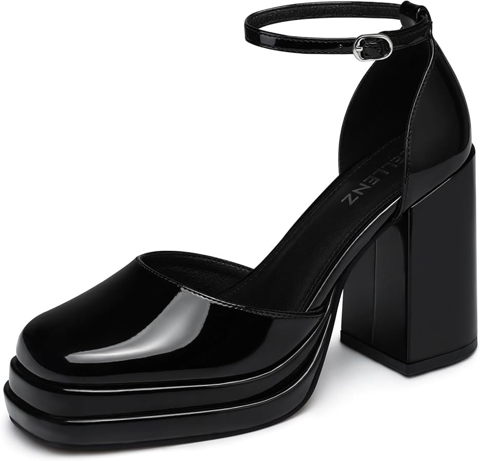 Women Chunky High Heels: Comfortable Ankle Strap Platform Pumps, Dress Wedding Shoes Party Bridal... | Amazon (US)