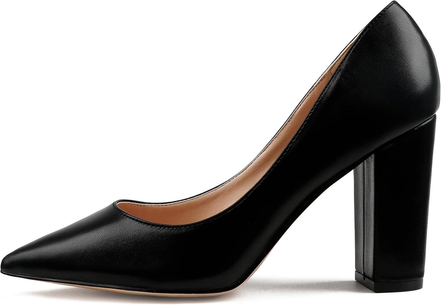 JOY IN LOVE Chunky Heels for Women High Block Heel Pointy Toe Dress Work Pumps | Amazon (US)