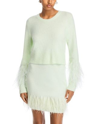Cinq à Sept Briana Feather Trim Crewneck Sweater  | Bloomingdale's Women | Bloomingdale's (US)