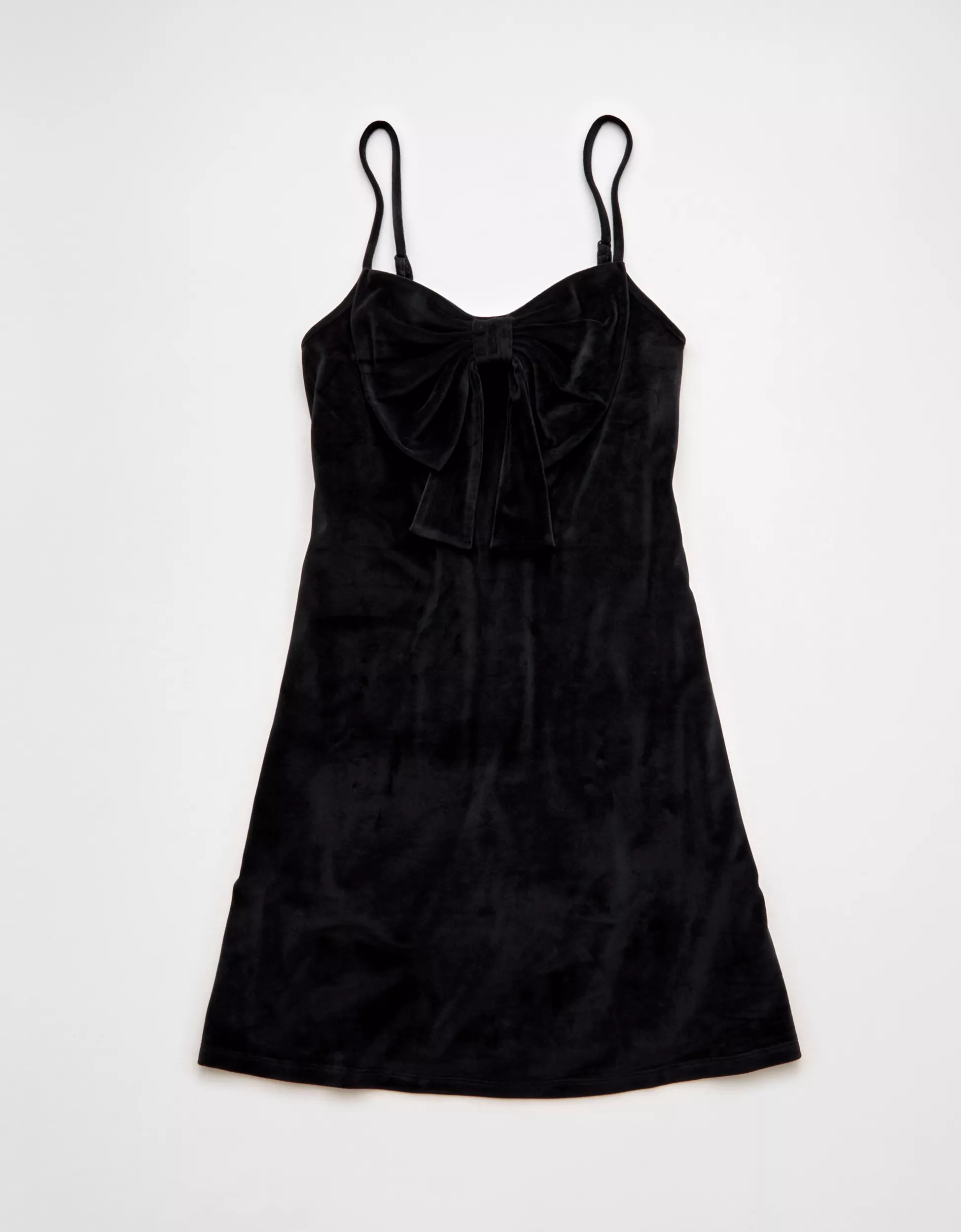 AE Strapless Velvet Knit Bow-Front Mini Dress | American Eagle Outfitters (US & CA)