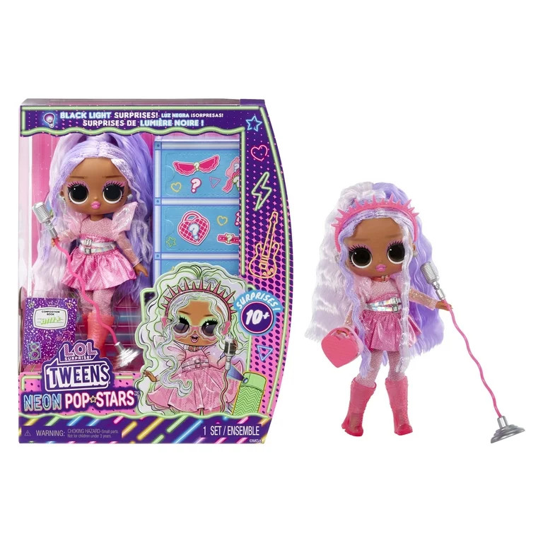 LOL Surprise Tweens Neon Pop Stars Kitty K Fashion Doll with Black Light Surprises and 10+ Pop St... | Walmart (US)