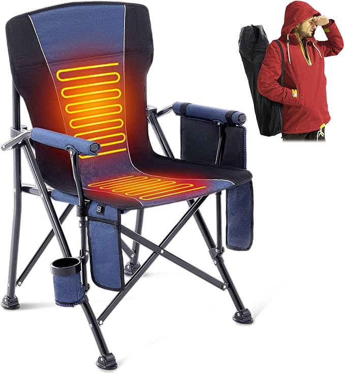 Heated Camping Chairs, Portable Heated Folding Chairs for Outdoor Sports, Heavy Duty Lawn Chairs ... | Amazon (US)