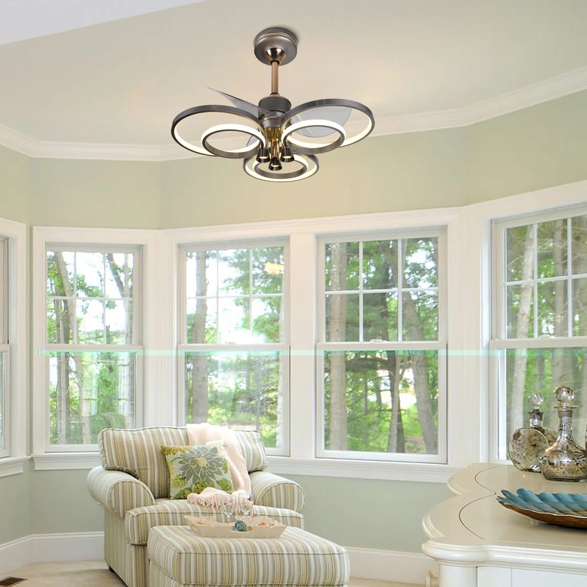 Led Ceiling Fan Black Ceiling Fan With Light Modern Ceiling Fan Fandeliers with Lights and Remote | Wayfair North America