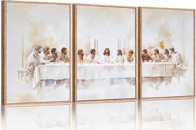 KAIRNE Jesus Last Supper Framed Canvas Wall Art Set, Christian Twelve Apostle Wall Decor, Bible R... | Amazon (US)