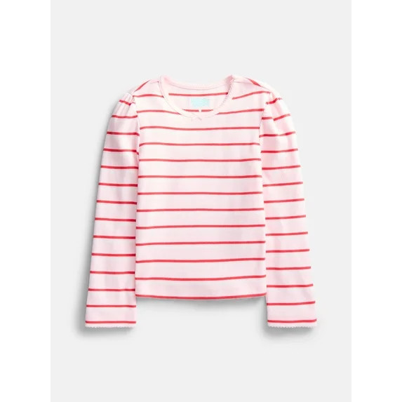 Wonder Nation Girls Crewneck Tee with Long Puff Sleeves, Sizes 4-10 | Walmart (US)