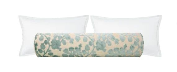 The Bolster : Blossom Cut Velvet // Spa Blue  | cut velvet  | bolster pillow | bed decor | blue b... | Etsy (US)