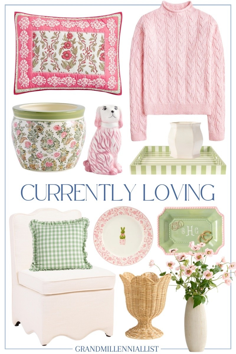 Currently Loving!

Pink and green decor
Spring home decor
Preppy style home decor 
Southern style home 

#LTKSeasonal #LTKFindsUnder100 #LTKHome