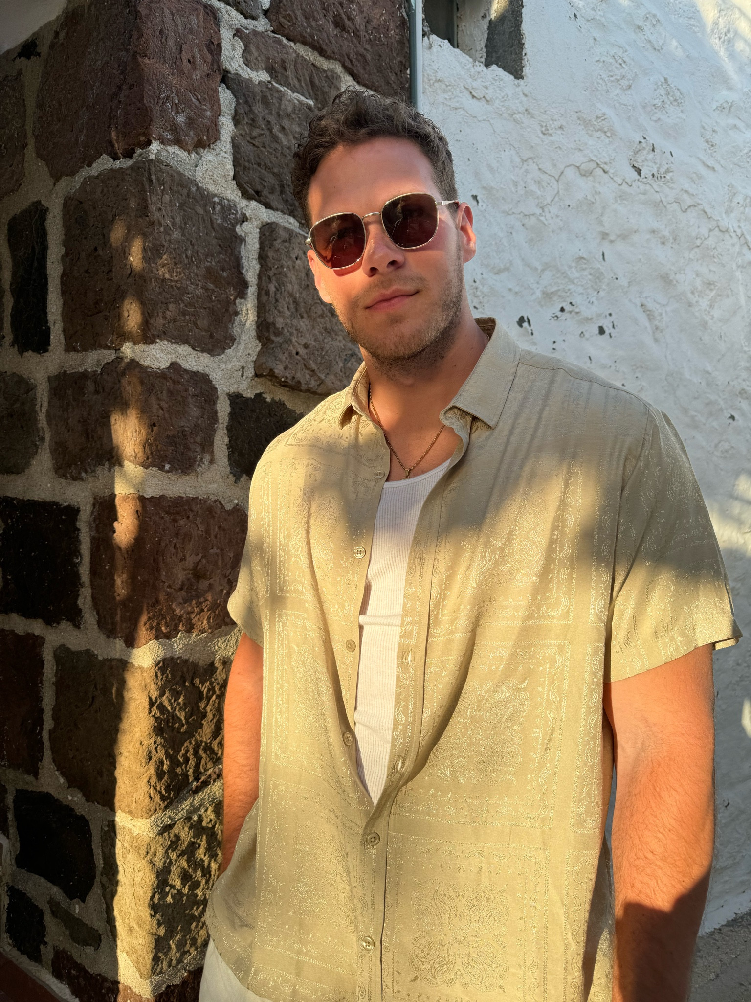 Men’s summer outfits // topman bandana button down short sleeve shirt, men’s tank, men’s gold waterproof jewelry, Ray ban sunglasses, men’s linen pantss

#LTKMens #LTKTravel #LTKStyleTip