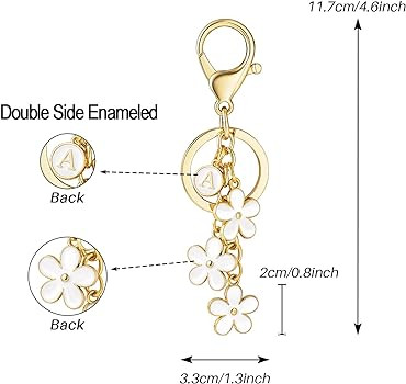 SELOVO Initial Keychain White/Pink Flower Charms for Key Cute Letter Keyring for Handbag Backpack | Amazon (US)