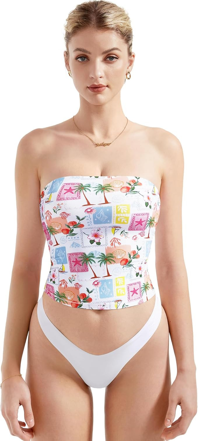 SUUKSESS Women Sexy Tube Top Summer Y2K Going Out Double Lined Basic Tank Top | Amazon (US)