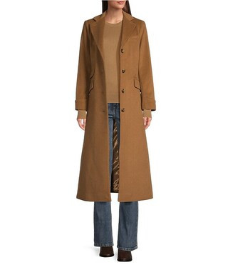 Single Breasted Wool Blend Notch Collar Maxi Coat | Dillard's