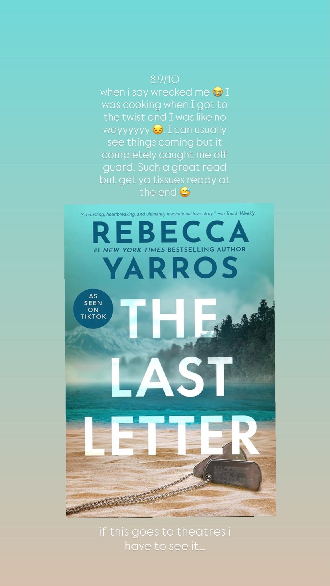 Finished The Last Letter and I am not okay. 💔📖 This book shattered me, healed me, and then shattered me all over again. If you’re looking for a story that will stay with you long after the last page, this is it. #BookTok #BookPinterest #TheLastLetter #RebeccaYarros

#LTKU #LTKSaleAlert #LTKselfcare