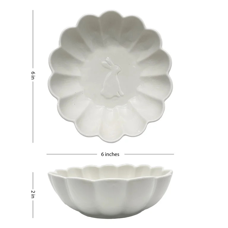 Embossed Bunny Stoneware Plate, White, 6", by My Texas House | Walmart (US)