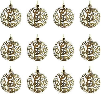 Sleetly Christmas Ball Ornaments, Gold Swirl, 3.15 inches, Set of 12 | Amazon (US)