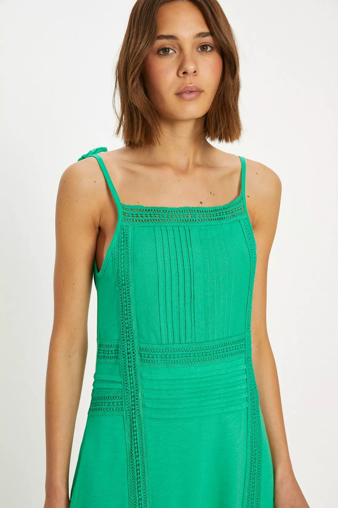 Lace And Ladder Insert Slub Cotton Maxi Dress | Debenhams UK