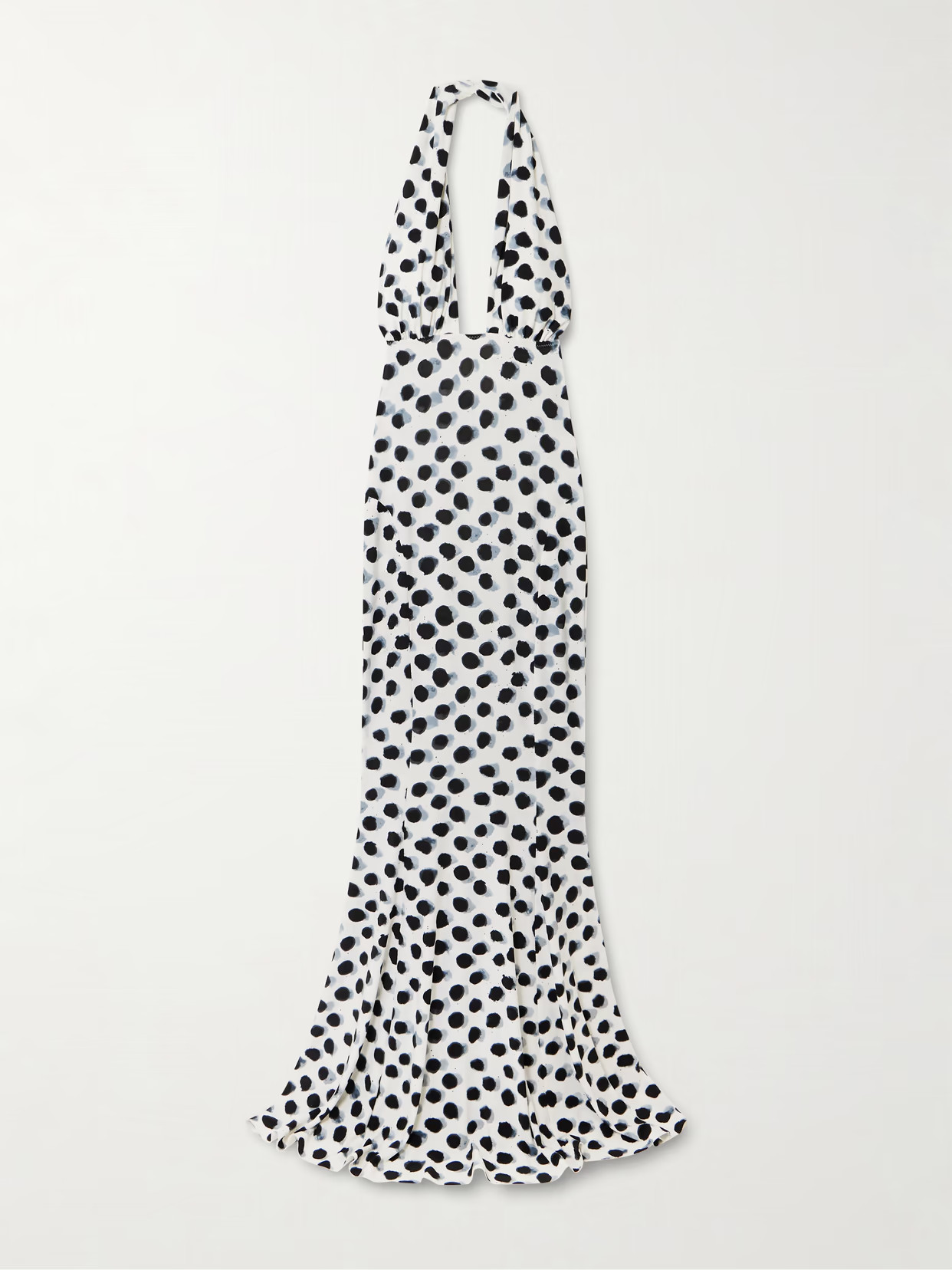 Norma Kamali - Cutout Polka-dot Stretch-jersey Halterneck Gown - White | NET-A-PORTER (US)