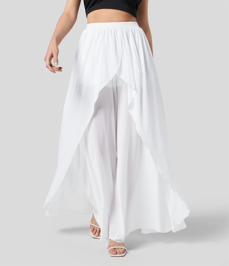 Women’s High Waisted Side Pocket Flowy Wide Leg Palazzo Resort Pants - Halara | HALARA