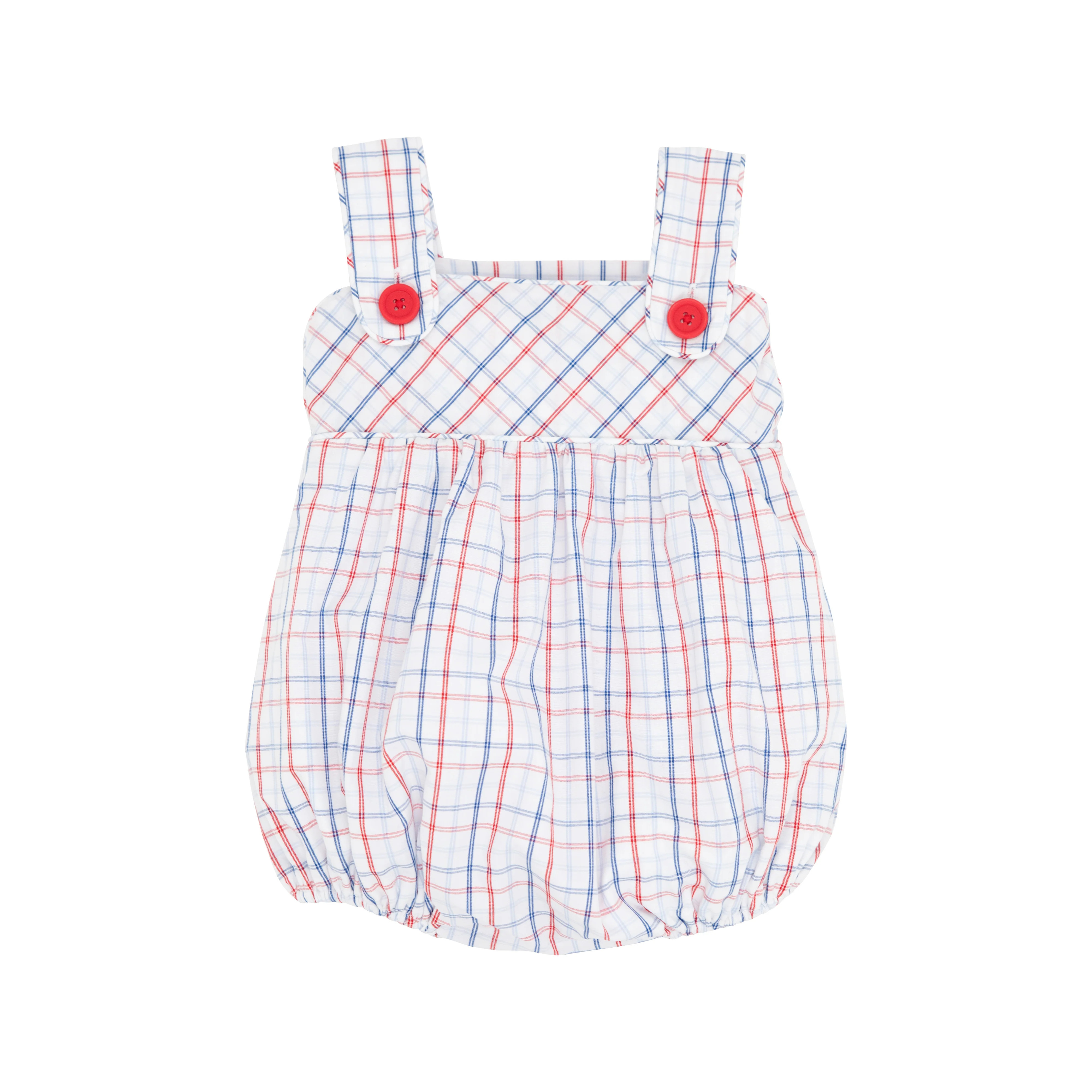 Bingham Bubble - Whitehall Windowpane with Richmond Red Buttons | The Beaufort Bonnet Company