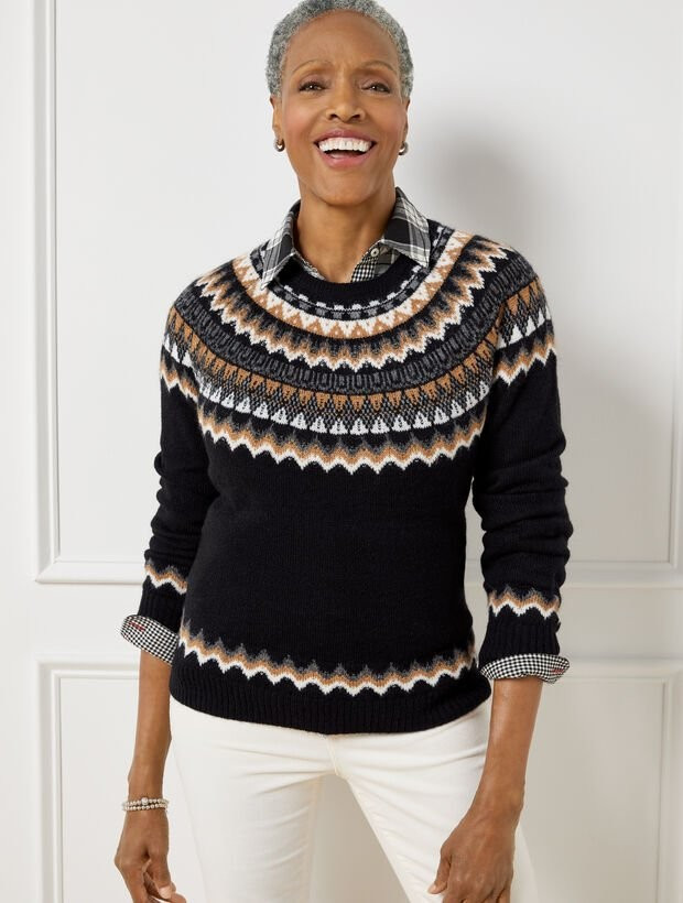 Fuzzy Fair Isle Raglan Sweater | Talbots