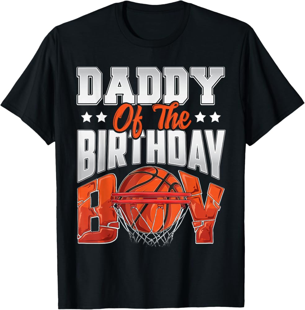 Daddy Basketball Birthday Boy Family Baller b-Day Party T-Shirt Small | Amazon (US)
