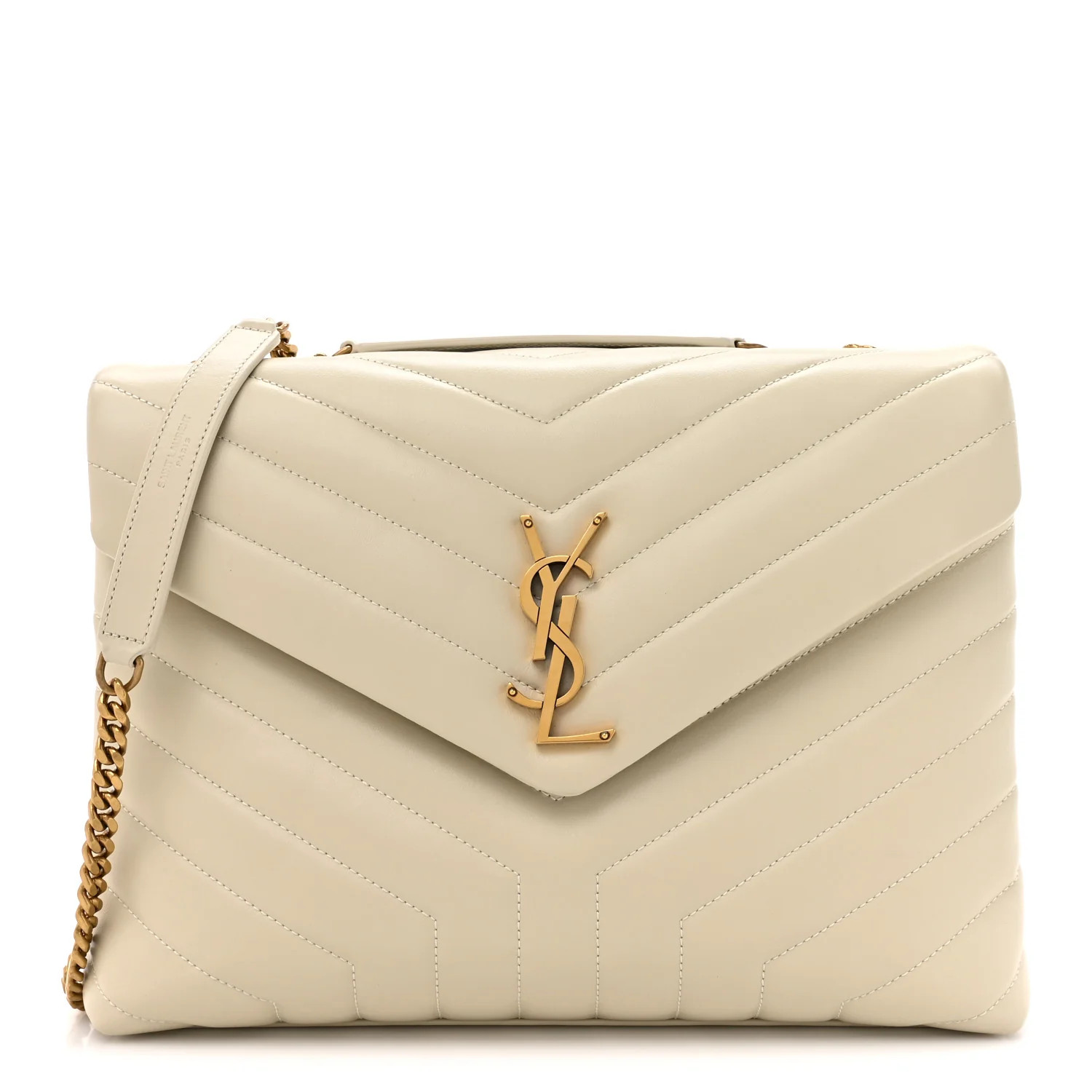 Calfskin Y Quilted Monogram Medium Loulou Chain Satchel Crema Soft | FASHIONPHILE (US)
