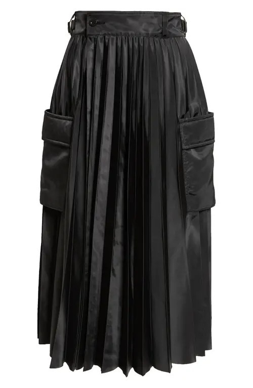 Sacai Pleated Cargo Midi Skirt in Black 001 at Nordstrom | Nordstrom