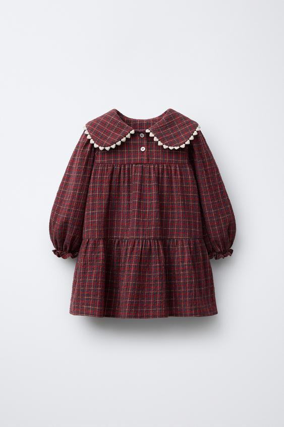 PLAID DRESS WITH HEART LACE TRIM | Zara US