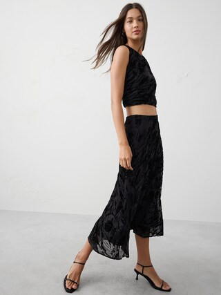 Velvet Burnout Midi Skirt | Banana Republic Factory