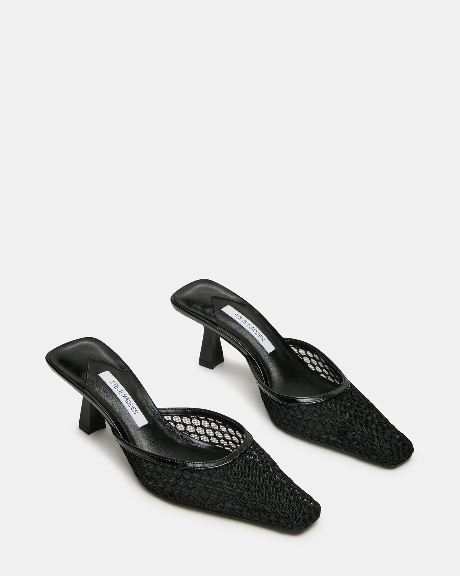 ALYSE Black Mesh Square-Toe Mule Women's Kitten Heel | Steve Madden (US)