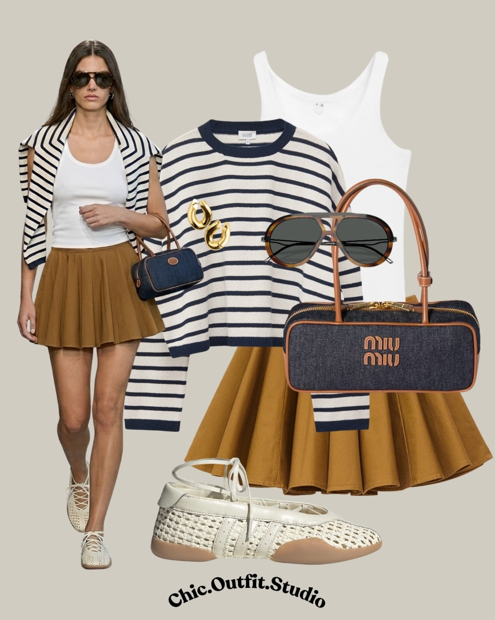 💫 Navy Stripe Knit & Camel Skater Skirt | Chic Parisian Spring Summer Outfit

💫 A navy and cream striped lightweight knit layered over a white ribbed tank with a camel skater mini skirt creates the perfect polished spring-summer outfit with a Parisian-inspired feel. Styled with woven cream Adidas flats and structured navy accessories, this look feels sporty, feminine, and elevated at the same time. Ideal for city walks, weekend brunches, travel days, shopping afternoons, or casual coffee dates when you want an effortless but put-together outfit.

✨Tags: striped knit outfit women, camel mini skirt outfit, Parisian chic style, navy stripe sweater outfit, spring summer casual outfit, European girl style, sporty chic outfit women, white tank outfit, elevated everyday fashion, casual vacation outfit, feminine relaxed style, woven sneakers outfit, classy casual spring look, effortless French style, warm weather layering

#LTKspring #LTKsummer #LTKbag