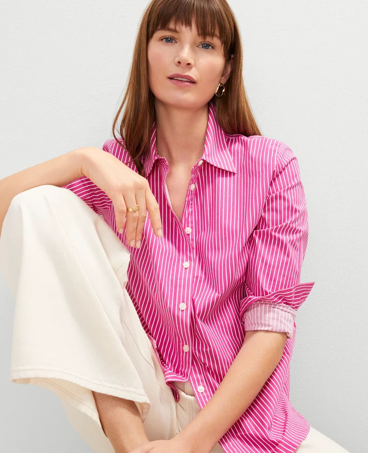 Striped Relaxed Perfect Shirt | Ann Taylor