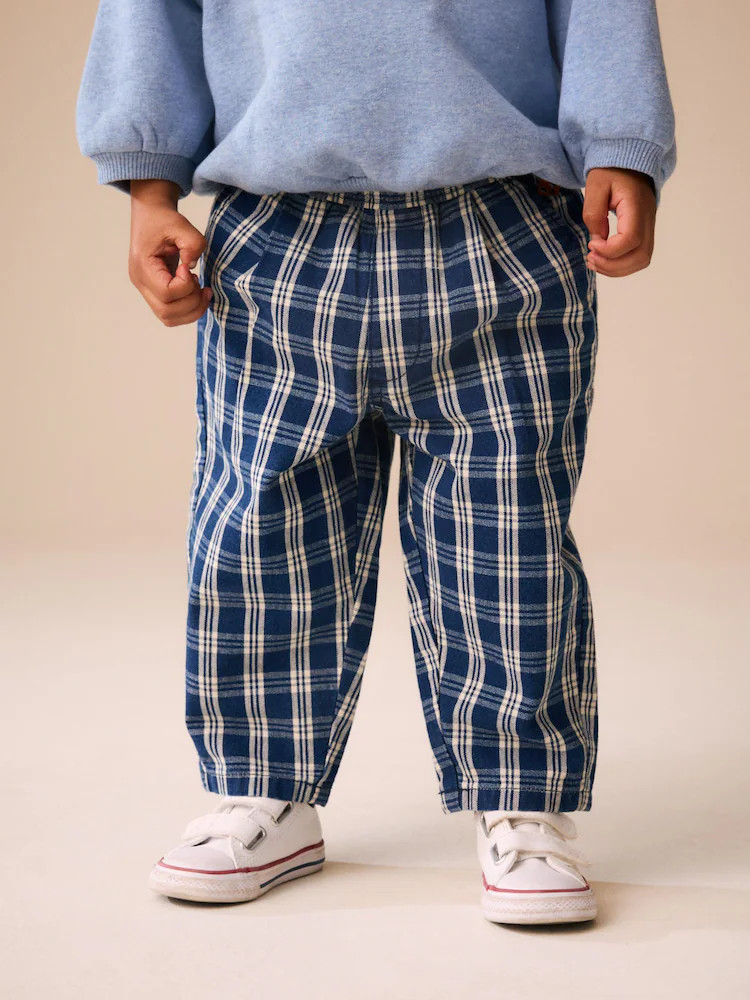 Dark Blue Grid Check Barrel Jeans (3mths-7yrs) | Next US